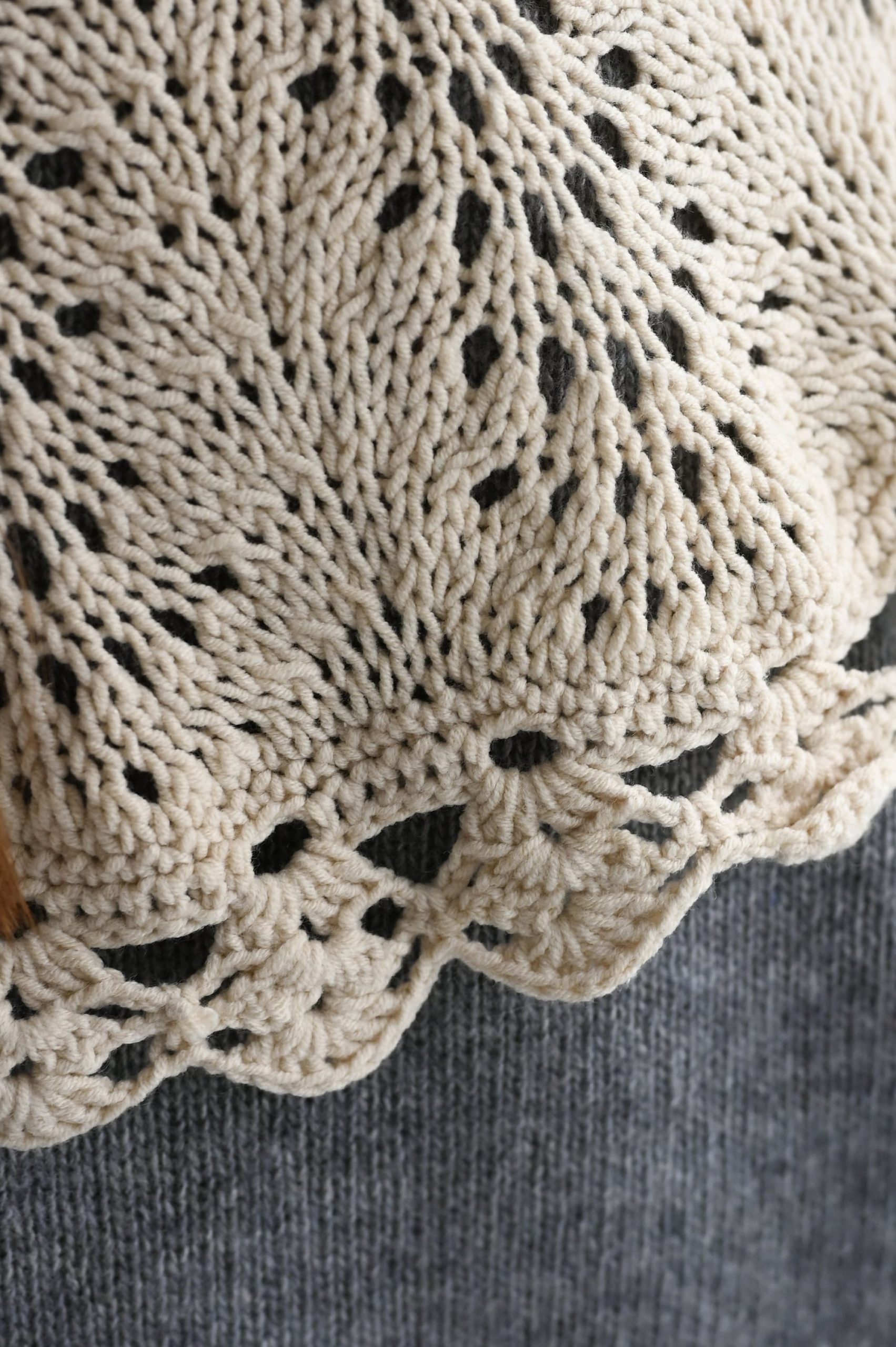 Handmade Crochet Collar: Beige Cotton Lace Detachable Neckline