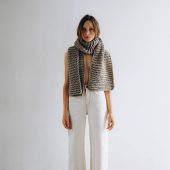 Handwoven Merino Alpaca Blend Scarf: Chunky Knit Beige Shawl