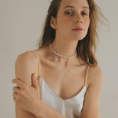 Handmade Freshwater Pearl Choker: Gemstone Beaded Necklace, Sterling Silver