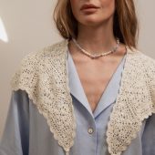 Milky Collar With Front Closure Tie, Dressy Collar Accessory, Removeable Neck Accessorize For Women, Openwork Peter Pan Collar Necklace