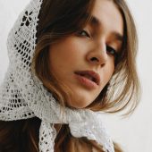 Handmade Crochet Cotton Kerchief: White Lace Hair Scarf