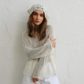 Handcrafted Cotton Lace Headwrap: Beige Kerchief Scarf