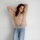 Fluffy Mohair Knit Sweater: Powder Hue Oversized Jumper