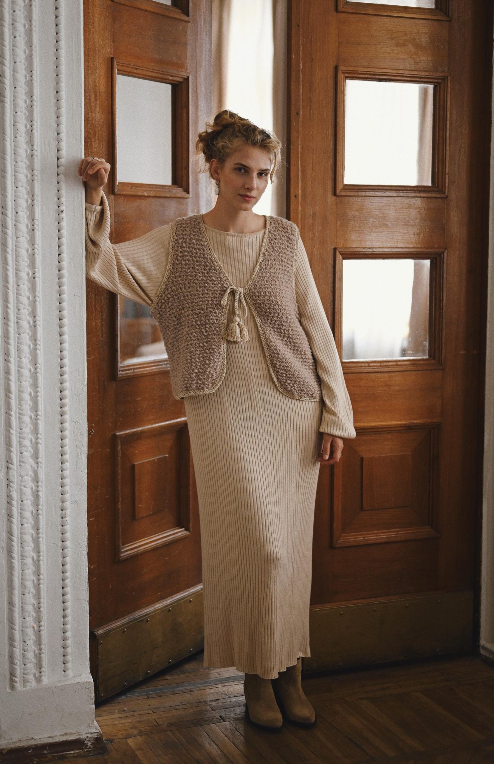 Handmade Merino Alpaca Wool Vest: Sleeveless Knit Gilet