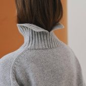 Oversized Turtleneck Sweater Gray & Beige Wool Blend