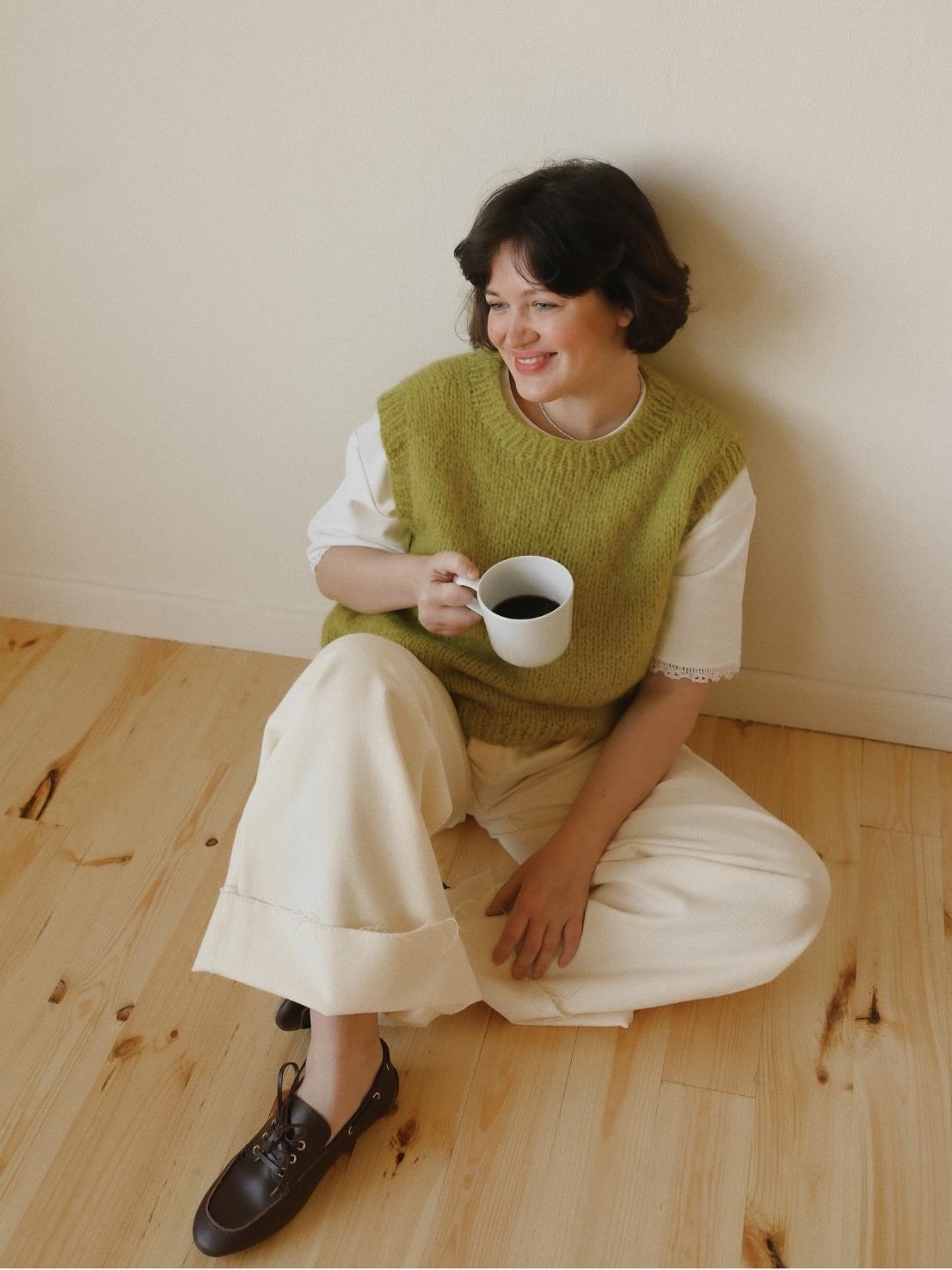 Hand-knitted Mohair Yellow Vest: Women's Cozy Knitwear