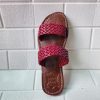 Double Strap Braided Moroccan Sandals For Women – Handmade Red Leather Summer Flats – Artisan Slip-on Shoes 37 To 42 – Real Leather Slides