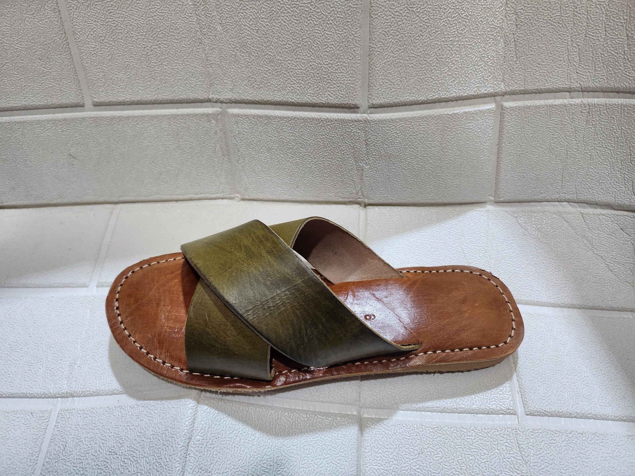 Handmade Moroccan Leather Sandals For Women – Green Slip On Summer Sandals – Beach Shoes – Leather Sandal Women – Women Summer Shoes