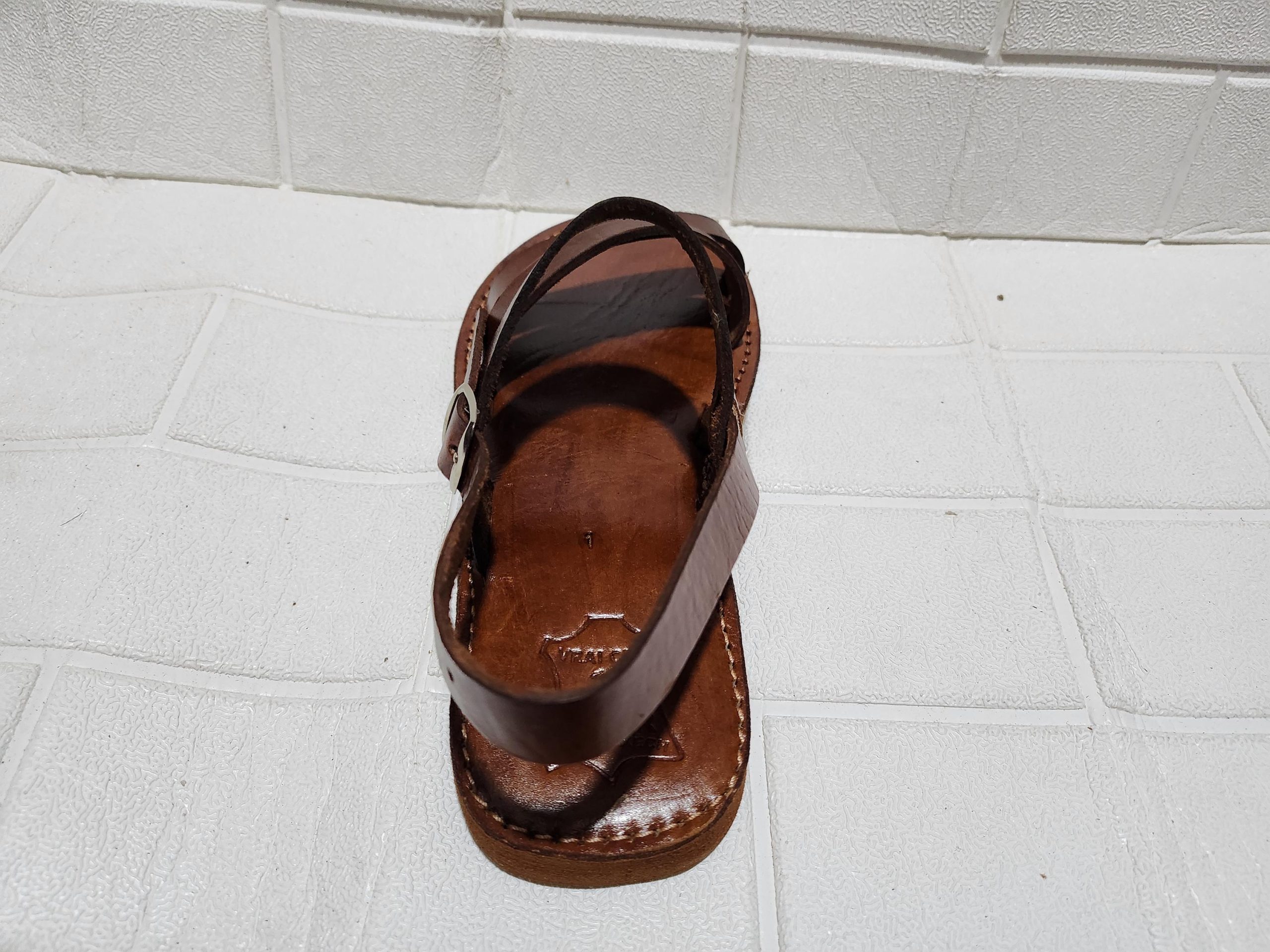 Moroccan Men’s Leather Sandals – Handmade Brown Buckle Sandals With Triple Strap, Comfortable Rubber Sole, Traditional Moroccan Summer Shoes