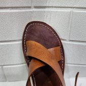 Handmade Moroccan Leather Sandals For Women – Brown Cross Strap Flat Sandals With Ankle Strap, Open Toe Boho Summer Walking Shoes, Gift