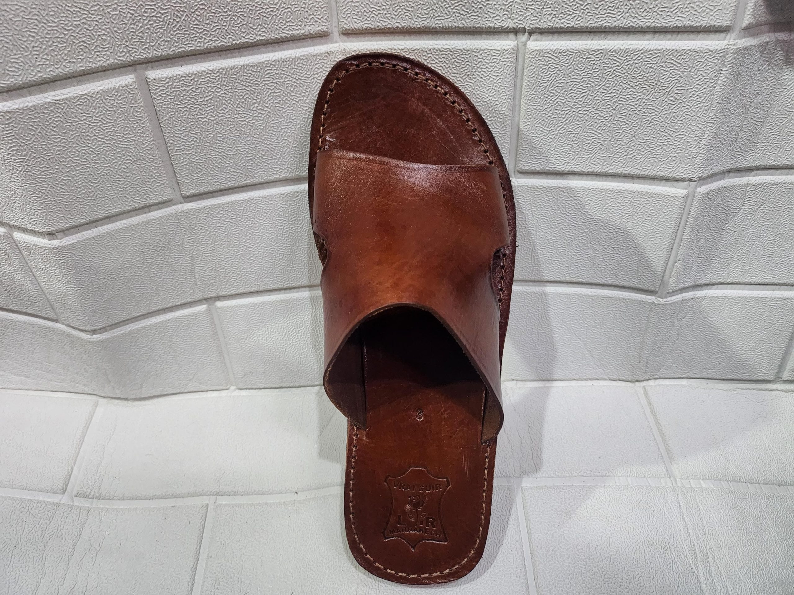 Moroccan Leather Sandals For Men – Handmade Brown Slip-on Summer Gift Shoes