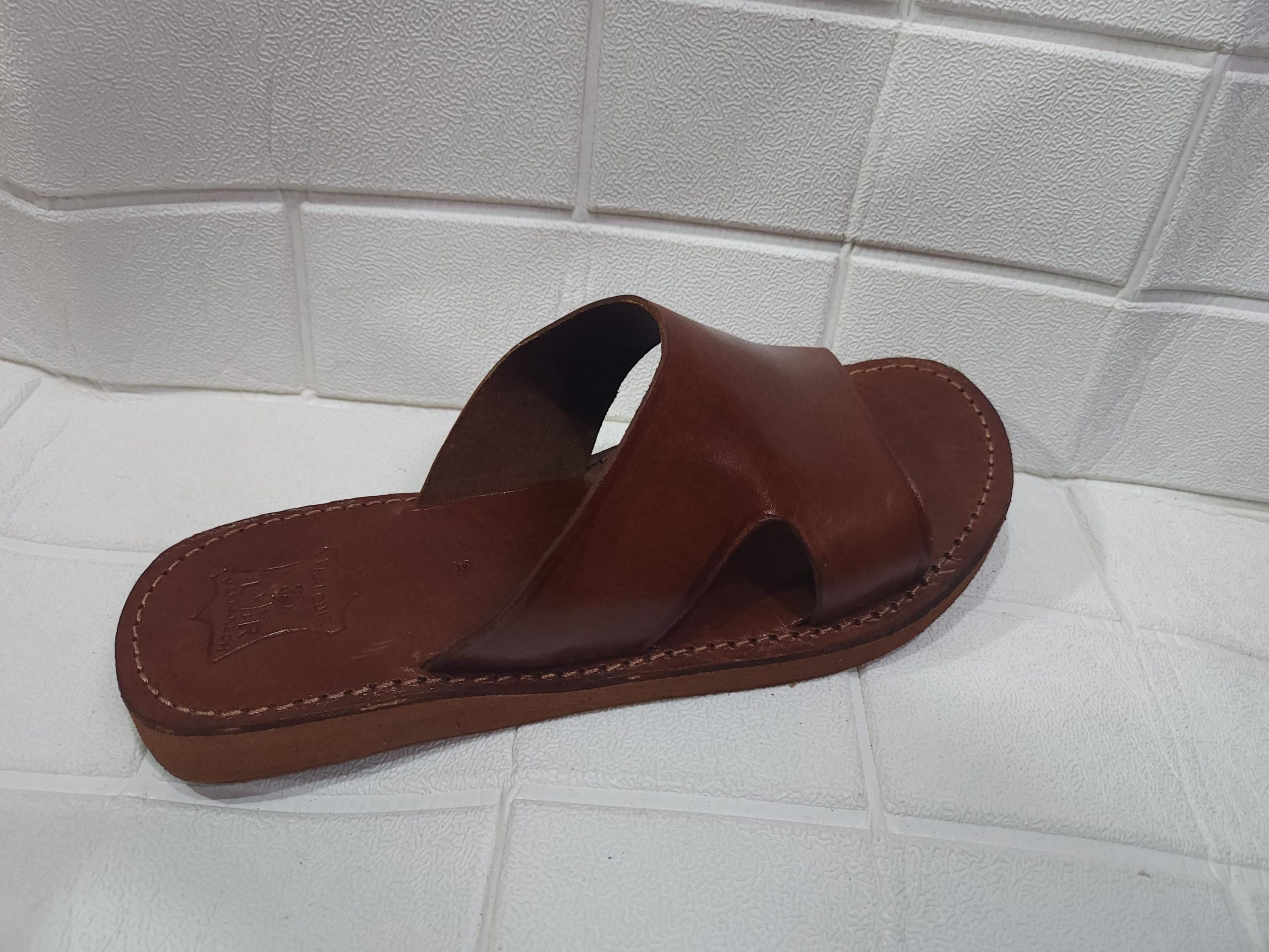 Moroccan Leather Sandals For Men – Handmade Brown Slip-on Summer Gift Shoes
