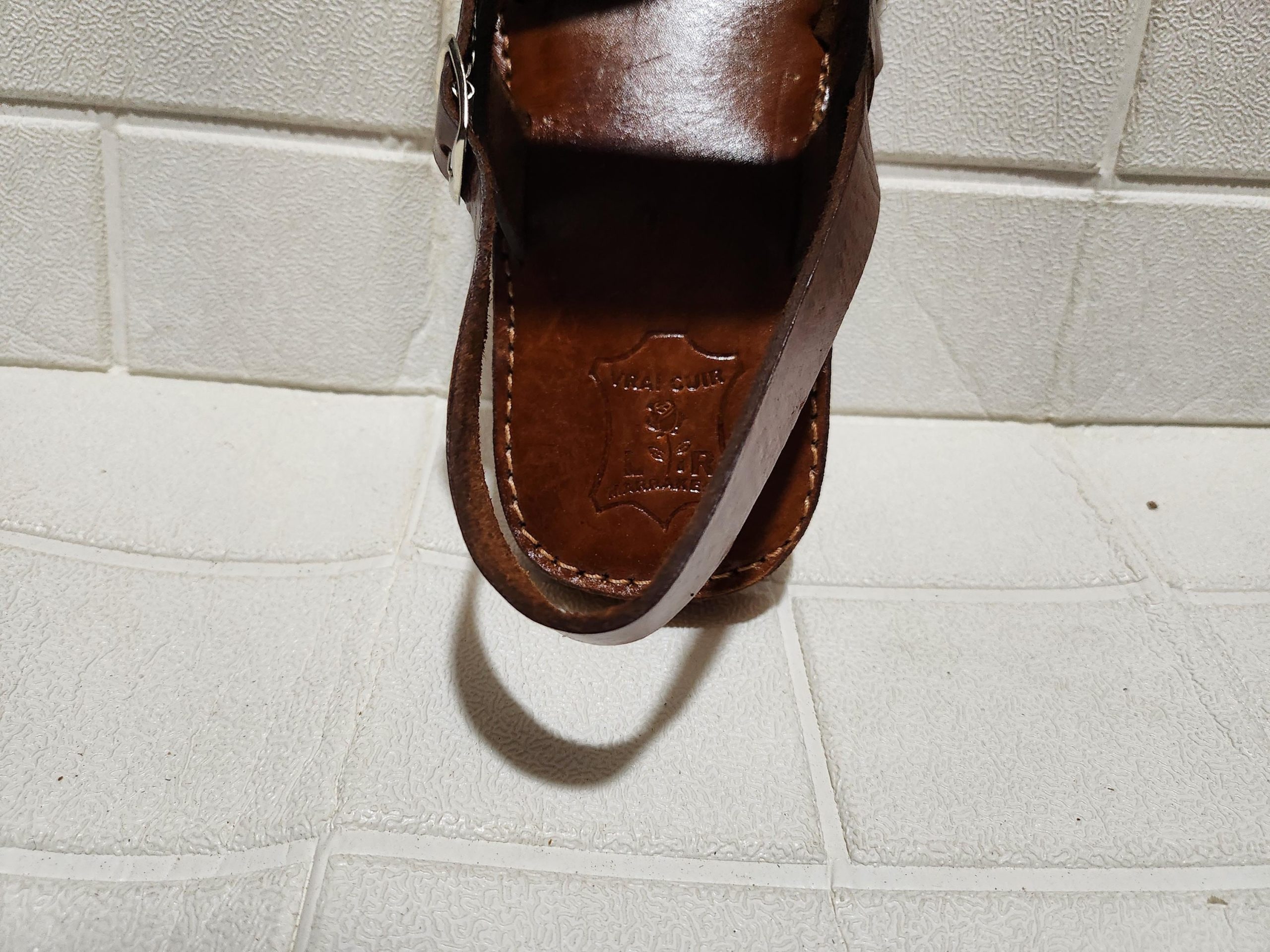 Moroccan Men’s Leather Sandals – Handmade Brown Buckle Sandals With Triple Strap, Comfortable Rubber Sole, Traditional Moroccan Summer Shoes