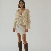 Hand-knitted Red Cotton Cardigan: Lightweight Boho Layering Jacket