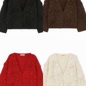 Hand-knitted Red Cotton Cardigan: Lightweight Boho Layering Jacket